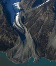 In retreat: glaciers are shrinking back into east Greenland.
