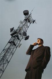 Signals from one cell phone mast to another get weaker when it's raining.
