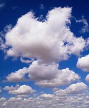 Clouds appear smaller when viewed straight on than when looked at askance.
