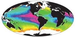 Níveis de oxigênio nos oceanos. As regiões com baixos níveis de oxigênio estão marcadas em vermelho. IFM-GEOMAR
