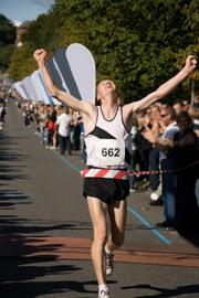 Runner winning a marathon