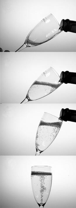 The correct way to pour champagne
