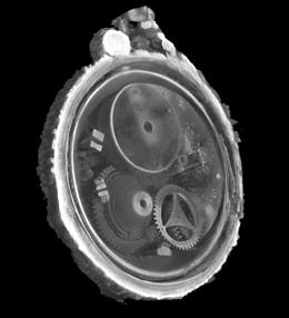 salvaged pocket watch have been revealed by cutting-Trustees of NMS edge X-ray analysis