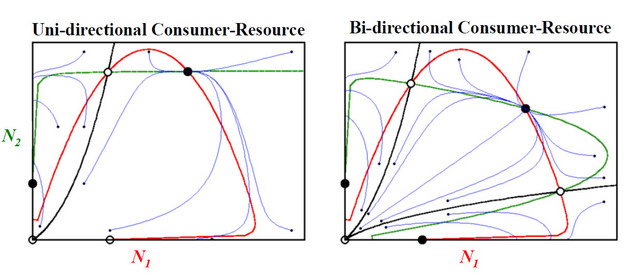 Consumer-resource models of the population dynamics of mutualism.