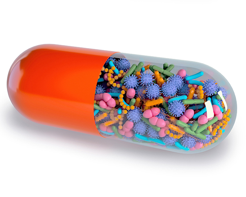 Capsule filled with microbiota