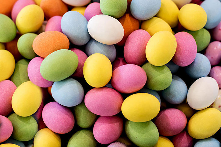 colourful sugar-coated chocolate eggs