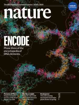 Nature cover image, featuring the ENCODE 3 logo.