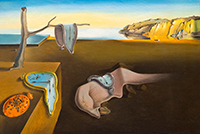 The Persistence of Memory by Salvador Dalí (1931) showing a surreal landscape with melting clocks.