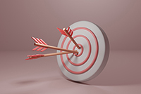Three arrows in the bullseye of a target.