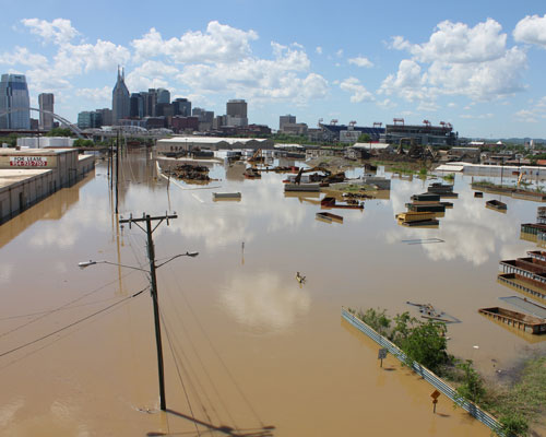 Flood damage in Nashville, TN from heavy rainfall on May 1-2, 2010