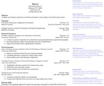 This is an excerpt from Jean-luc Doumont’s book, Trees, maps and theorems, showing Wei Li’s resume. The resume is separated into nine sections. From top to bottom, those sections are: personal data (contact information); career objectives; education; research experience; work experience; relevant skills; awards, honors, publications, and grants; activities; and references. To avoid exceeding a single page, Wei Li has opted to write, “references available upon request” in lieu of listing the names and contact information for her references.