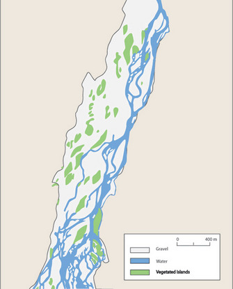 Map of the floodplain of a large low-gradient river.