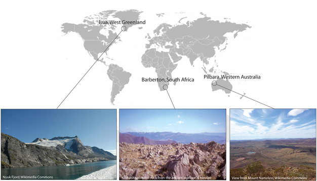 Our oldest geologic records of climate and life: the Isua, Barberton, and Pilbara terranes.