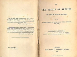 The cover of the 1859 edition of the Origin of Species